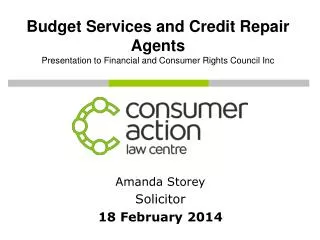 Budget Services and Credit Repair Agents Presentation to Financial and Consumer Rights Council Inc