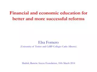 Financial and economic education for better and more successful reforms