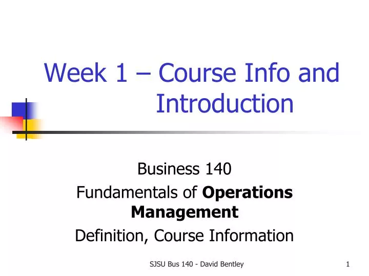 week 1 course info and introduction