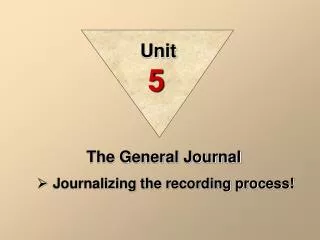 The General Journal Journalizing the recording process!