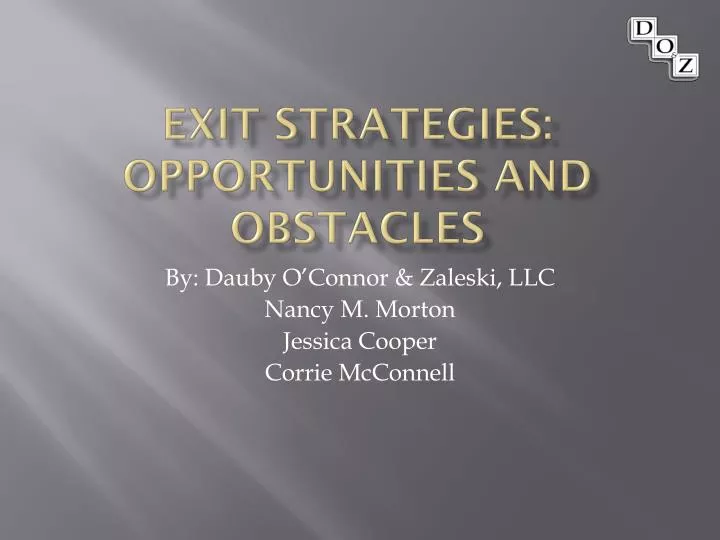 exit strategies opportunities and obstacles