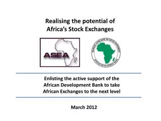 Realising the potential of Africa’s Stock Exchanges