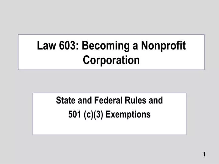 law 603 becoming a nonprofit corporation