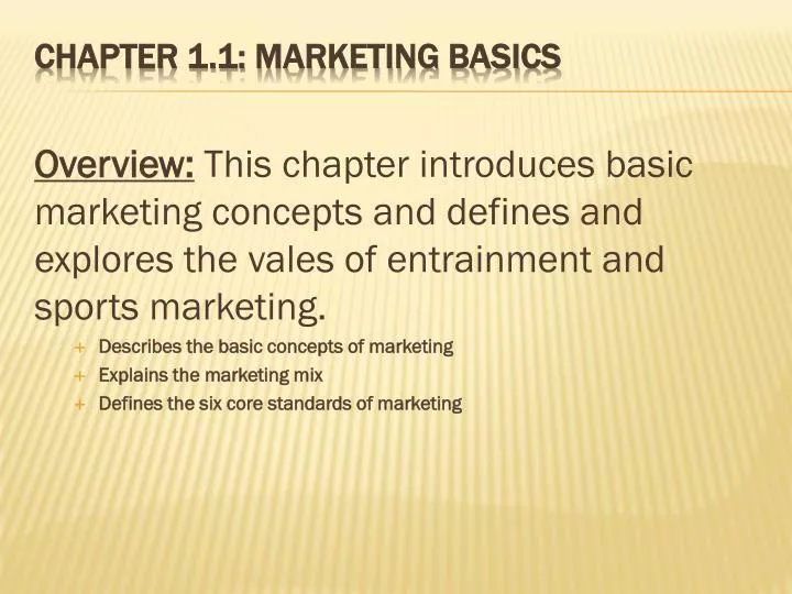 chapter 1 1 marketing basics