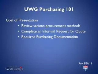 UWG Purchasing 101