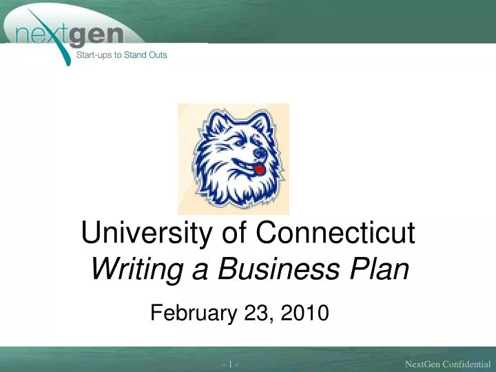 university of connecticut writing a business plan