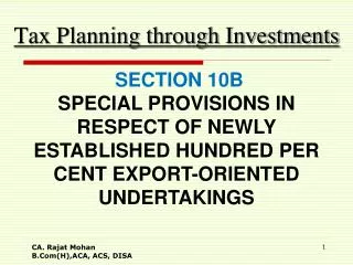 tax planning through investments