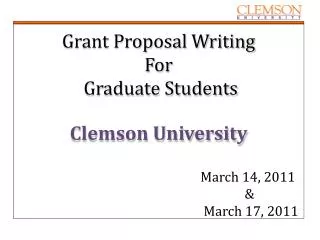Grant Proposal Writing For Graduate Students Clemson University