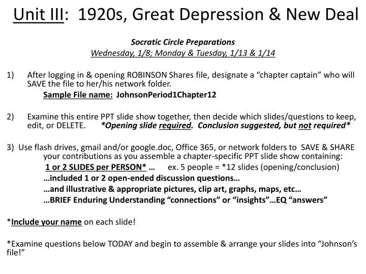 unit iii 1920s great depression new deal