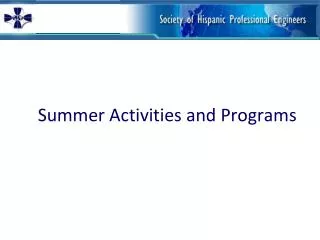 Summer Activities and Programs