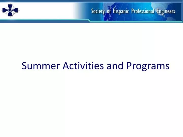 summer activities and programs
