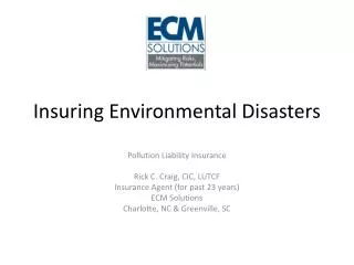 Insuring Environmental Disasters
