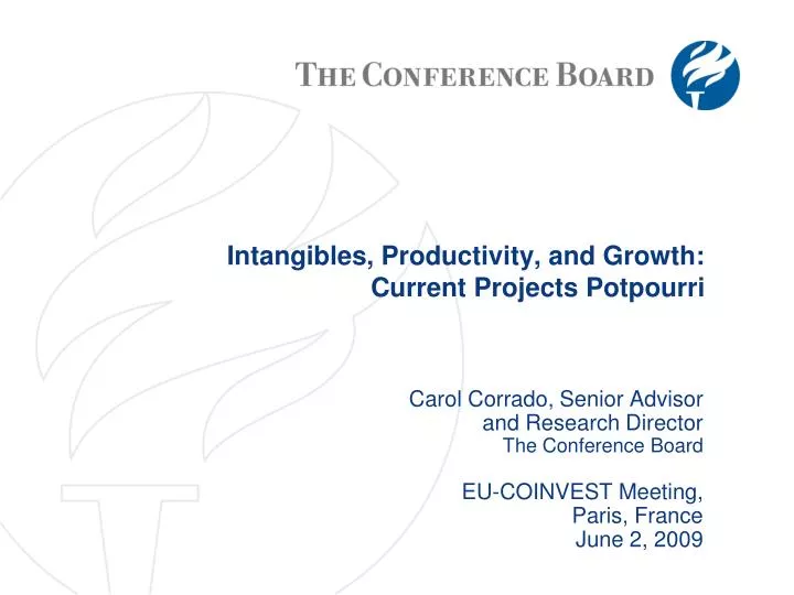 intangibles productivity and growth current projects potpourri