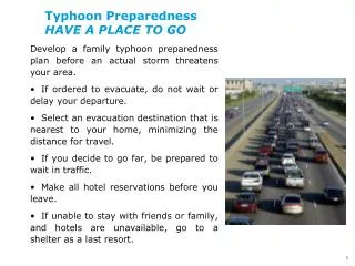 Typhoon Preparedness HAVE A PLACE TO GO