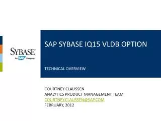 SAP SYBASE IQ15 VLDB OPTION