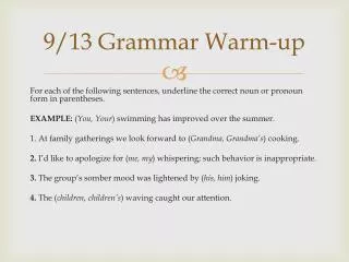 9/13 Grammar Warm-up