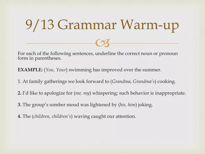 9 13 grammar warm up