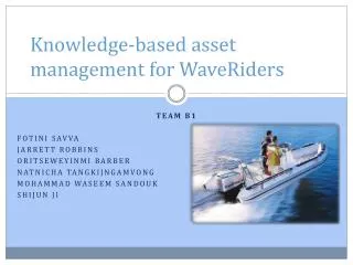 Knowledge-based asset management for WaveRiders