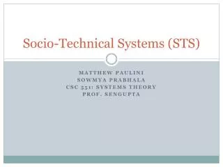 Socio-Technical Systems (STS)