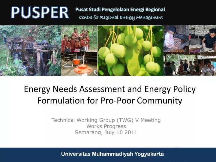energy needs assessment and energy policy formulation for pro poor community