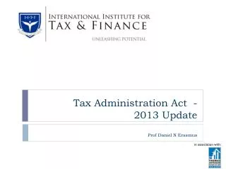 Tax Administration Act - 2013 Update