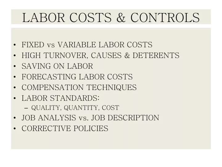 labor costs controls