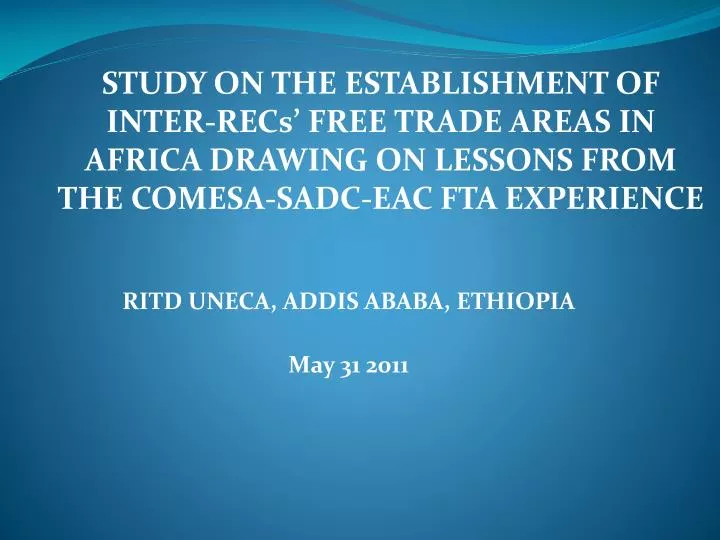 ritd uneca addis ababa ethiopia may 31 2011