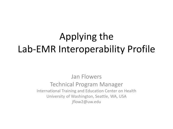 applying the lab emr interoperability profile