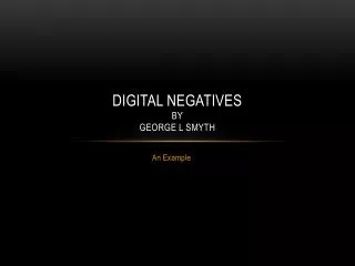 Digital Negatives by George L Smyth