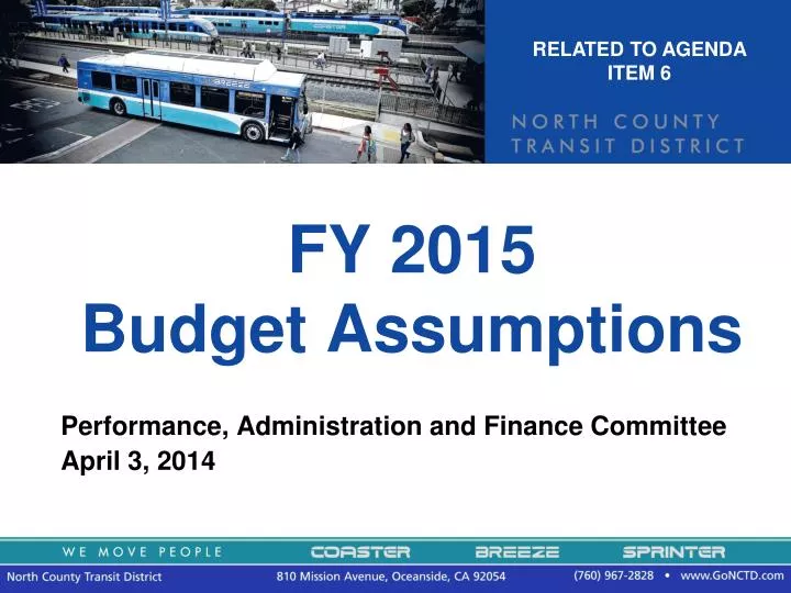 fy 2015 budget assumptions