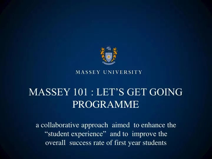 massey 101 let s get going programme