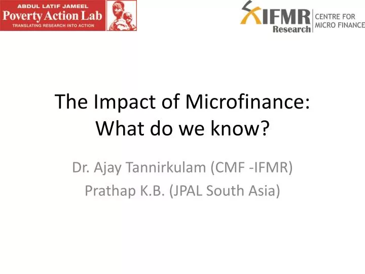 the impact of microfinance what do we know