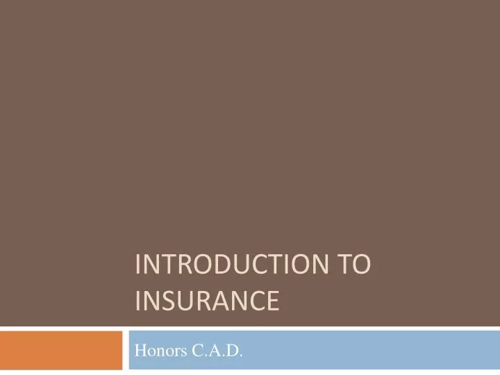 introduction to insurance