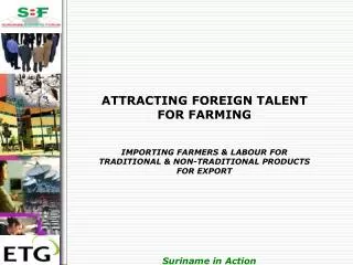 ATTRACTING FOREIGN TALENT FOR FARMING IMPORTING FARMERS &amp; LABOUR FOR TRADITIONAL &amp; NON-TRADITIONAL PRODUCTS FOR