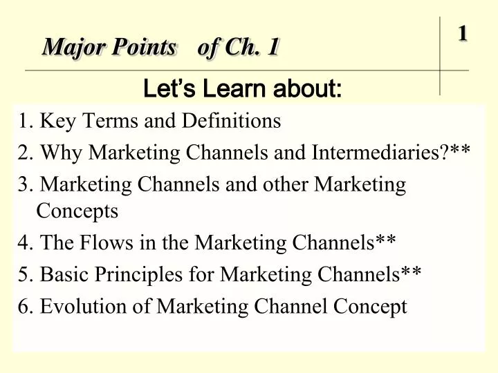 major points of ch 1
