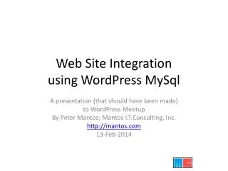 Web Site Integration using WordPress MySql