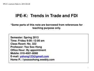 IPE-K &lt; Lecture Note 4&gt; 2013.03.29