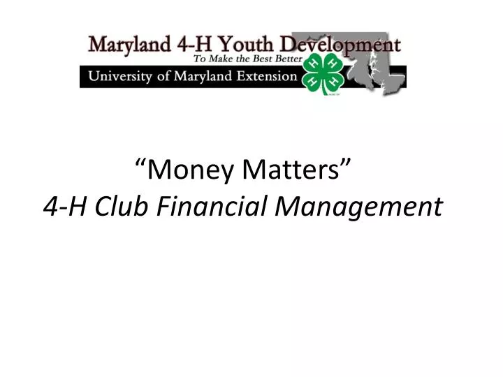 money matters 4 h club financial management