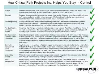 How Critical Path Projects Inc. Helps You Stay in Control