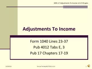 Adjustments To Income
