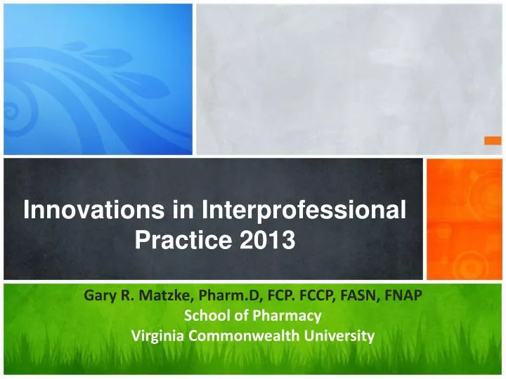 innovations in interprofessional practice 2013