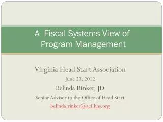 A Fiscal Systems View of Program Management