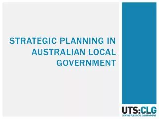 Strategic planning in Australian local Government