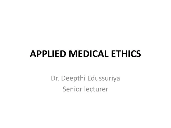 applied medical ethics