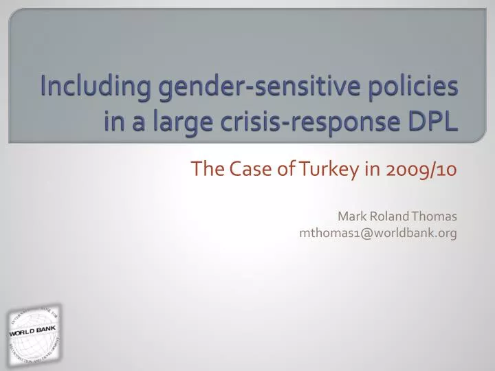 including gender sensitive policies in a large crisis response dpl