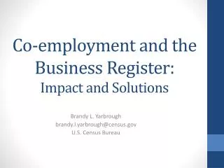 Co-employment and the Business Register: Impact and Solutions
