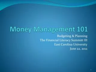Money Management 101