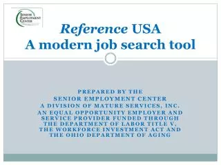 Reference USA A modern job search tool