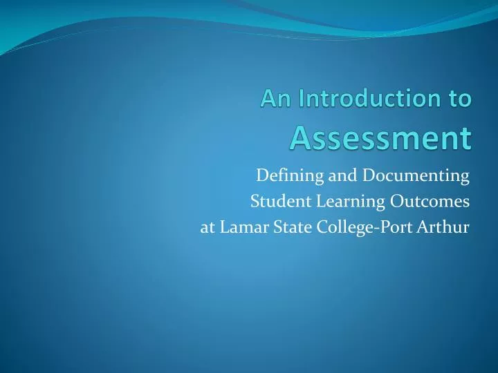 an introduction to assessment