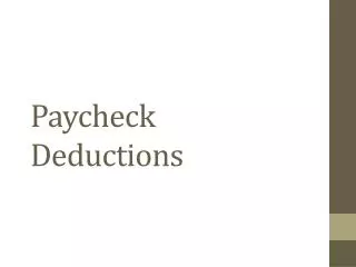 Paycheck Deductions